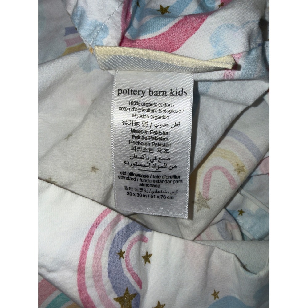 Pottery Barn Kids Rainbow Hearts Twin Sheet Set Organic Cotton White Pastel - Picture 4 of 7